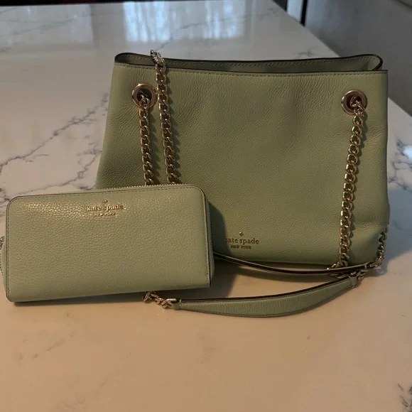 🍀Kate Spade Halle Chain-Handle Shoulder Bag in Seawater AND Matching Wallet!!